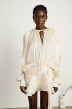 Eugénie Beiges Mini-Kleid