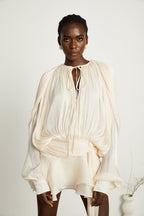 Eugénie Beiges Mini-Kleid