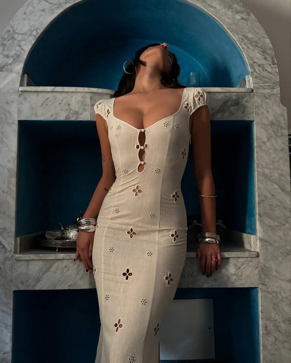 Ricamato Midi-Kleid