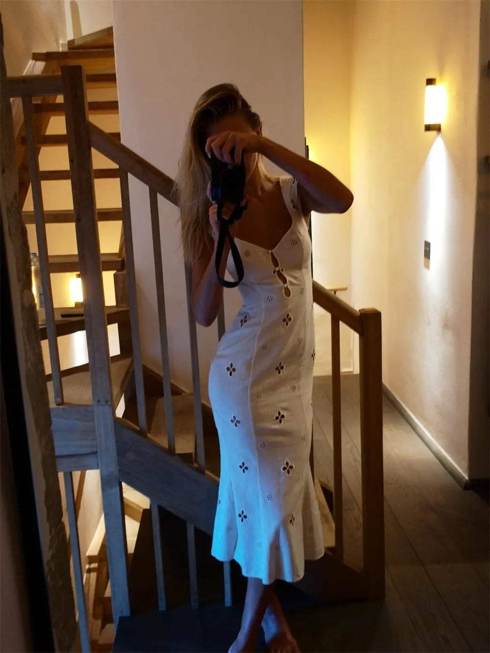 Ricamato Midi-Kleid