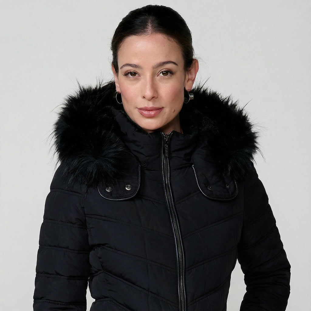 Schwarze Steppjacke – Tailliert - Warm