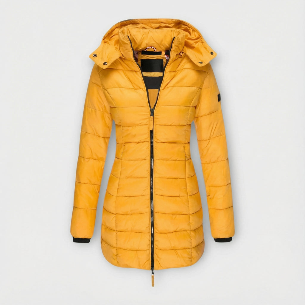 Gelbe Steppjacke – Warm & Modern