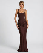 Eva Hourglass Maxi-Kleid Braun