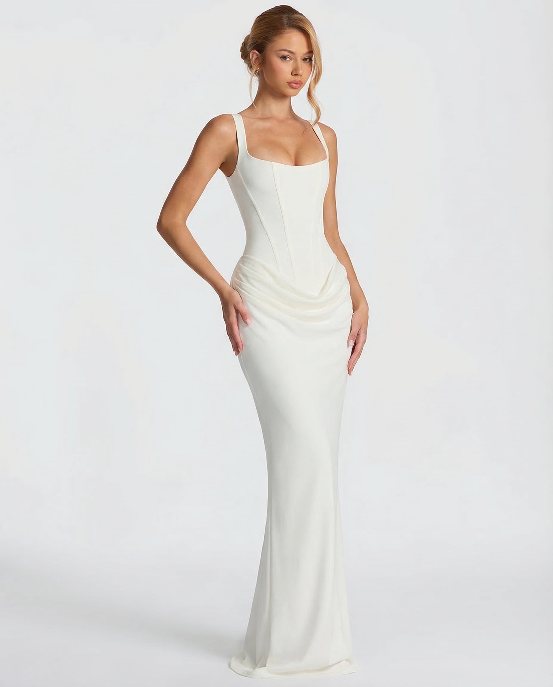 Eva Hourglass Maxi-Kleid Weiß