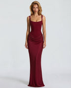 Eva Hourglass Maxi-Kleid Weinrot