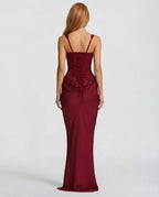 Eva Hourglass Maxi-Kleid Weinrot