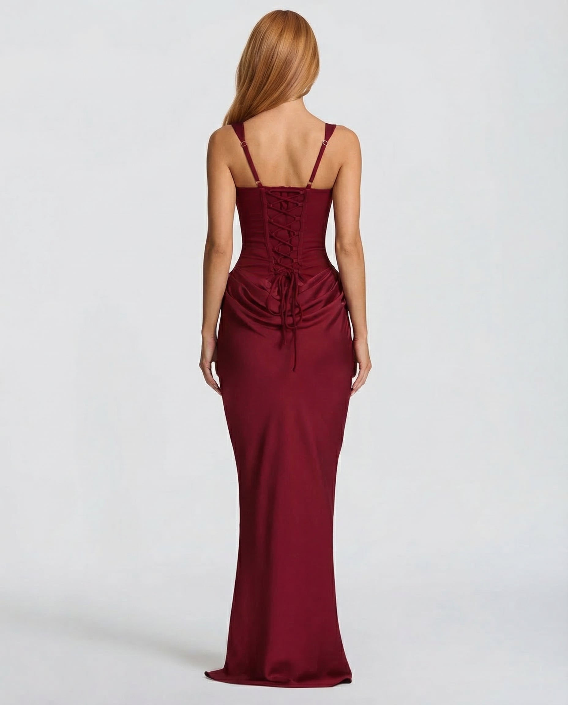 Eva Hourglass Maxi-Kleid Weinrot